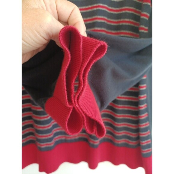 Talbots metallic striped sweater 2X plus gold button trim navy red nautical - Picture 5 of 9